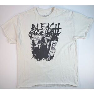 Bleach Anime Graphic T-Shirt Mens XL Cream Off-White Ichigo Rukia Manga Tee